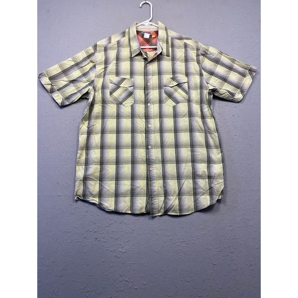 Quiksilver Shirt Cotton Plaid Green Grey XL Mens
